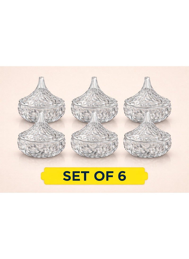 Alhomaidhi Mini Clear Glass Date Set (8 x 8 cm) - 6 Pieces | Elegant Design for Hosting and Desserts - Image 2